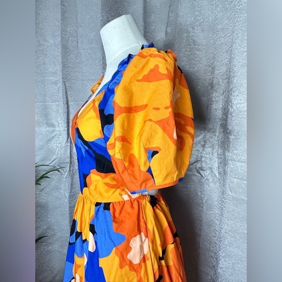 NWT Tabitha Brown Women’s Floral Camo Print Tie Back Midi Dress Sz 4 - Picture 4 of 7